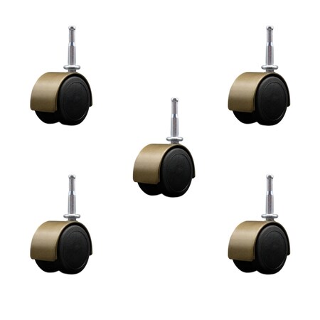 Service Caster 2'' Floor Safe Antique Hooded Twin Wheel Caster Grip Neck Stem, 5PK SCC-GN02S50D-NYU-WA-5